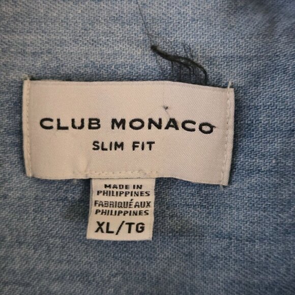 Club Monaco Slim Fit Cotton Chambray Shirt Designer Sustainable Size XL - Picture 4 of 5